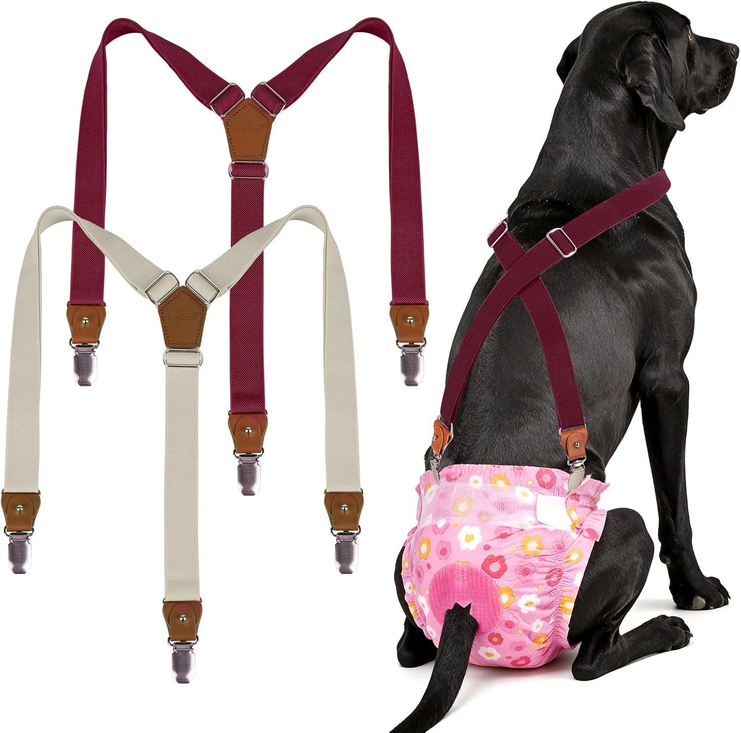 Pet Soft Dog Suspenders 2 Pieces Female Dog Diaper Suspenders for Dogs Diaper Keeper Suspender for Skirt, Dress, Diapers (Black & Pink, XS/S) - Image 15