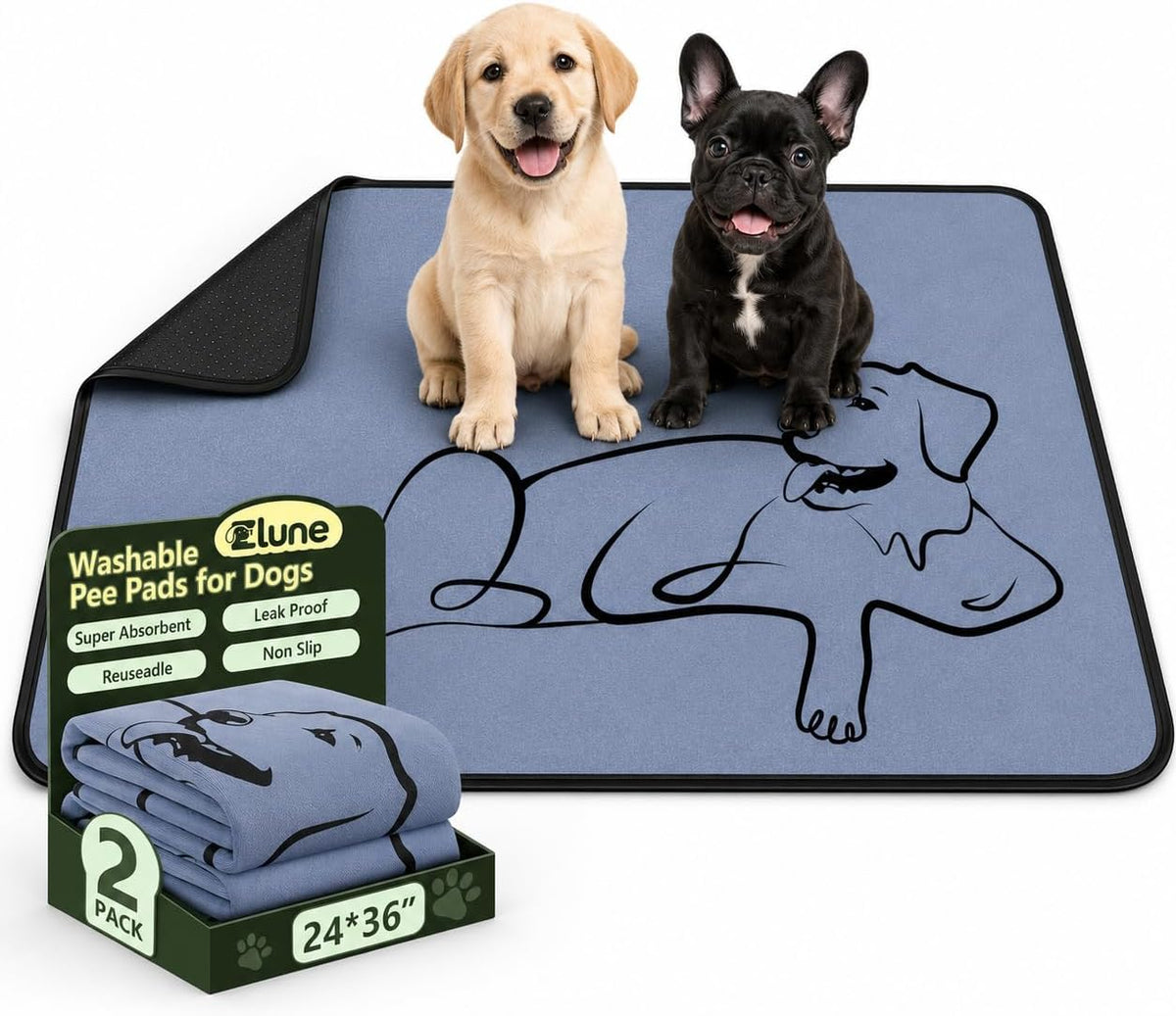 4 Pack Washable Pee Pads for Dogs 18"x24", Reusable Training Puppypads Absorbency Non-Slip & Leak-Proof for Pet Whelping Box Playpen Crate Sofa Bed Floors (Gray) - Image 13
