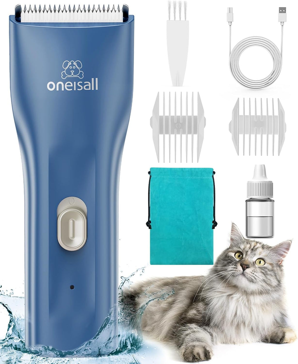 oneisall Pet Clipper for Cat Matted Hair, Pet Shaver for Cats Quiet Pet Clippers Waterproof Cordless Cat Clippers for Matted Long Hair with Storage Bag (Green) - Image 12