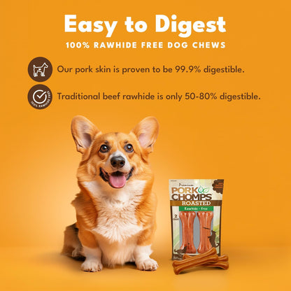 Pork Chomps premium roasted pressed bone dog treats two count pack for small dogs
