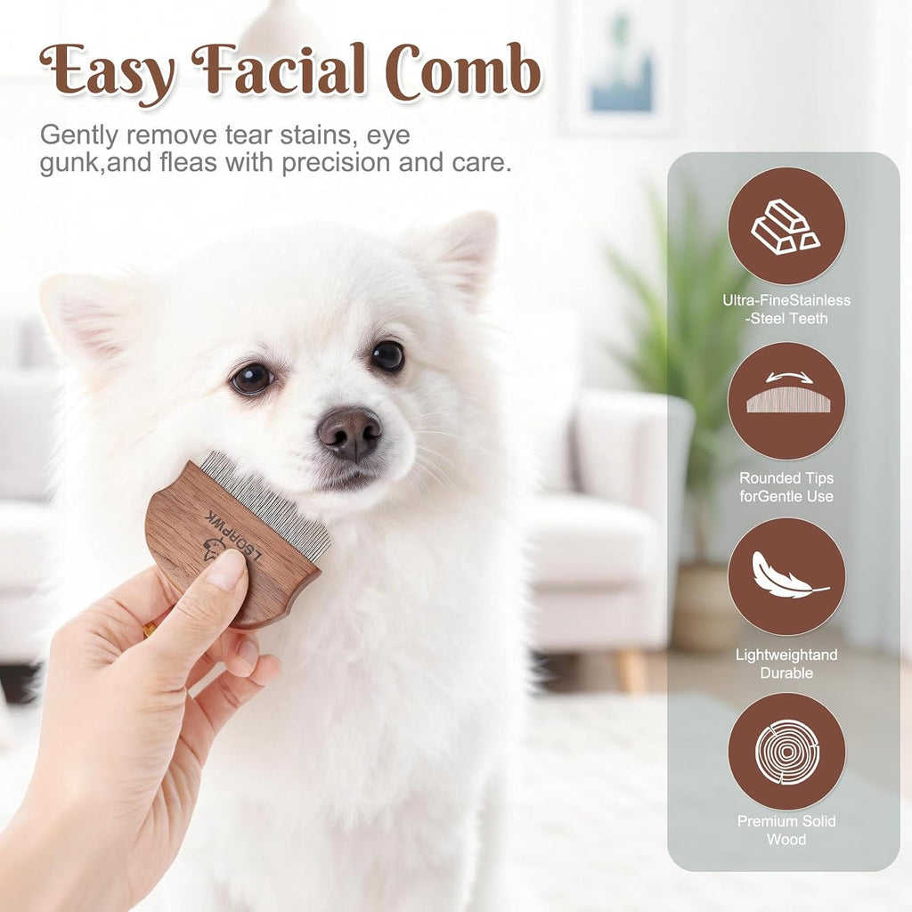 Ergonomic walnut handle of LSORPWK dog eye comb