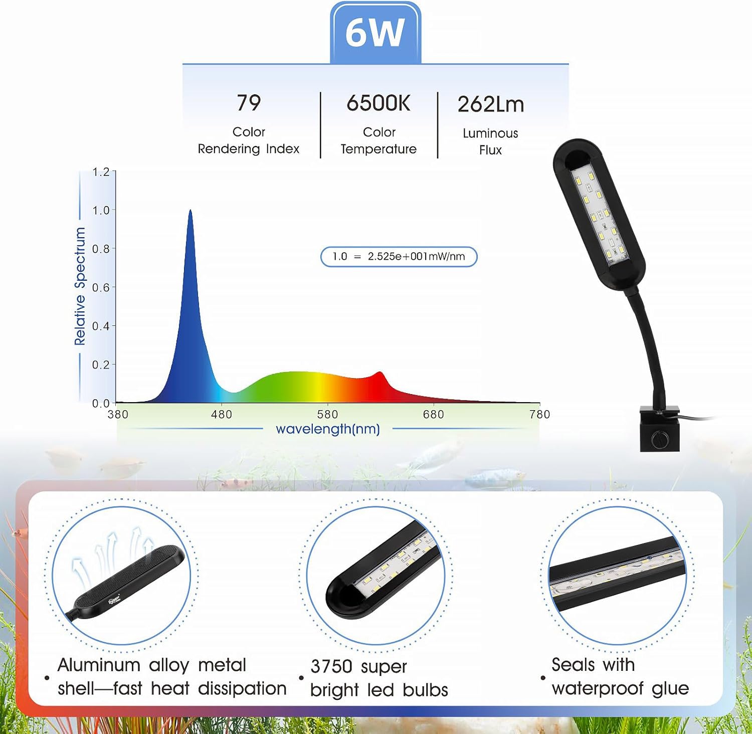 Hygger aquarium light showing adjustable gooseneck feature