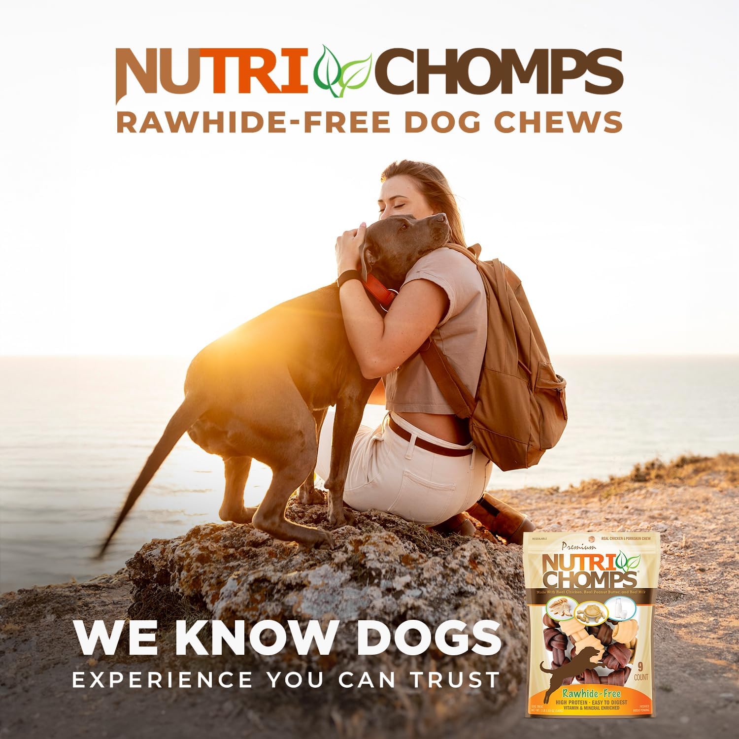 NutriChomps chicken and pork skin natural formula dog treat bag