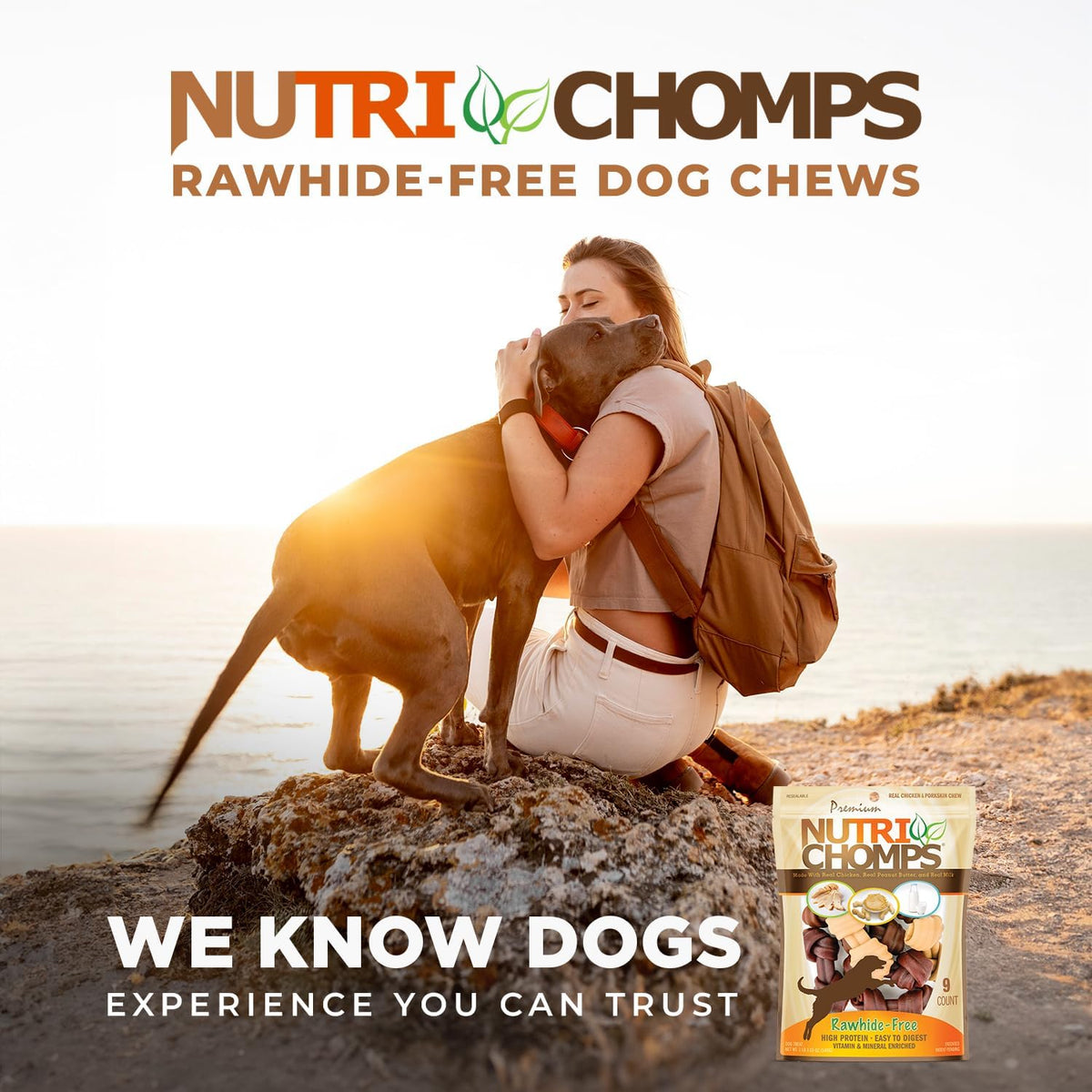 NutriChomps chicken and pork skin natural formula dog treat bag