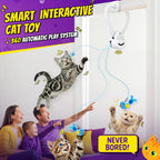Aoioploa door frame mounted electric feather wand cat toy showing retractable line