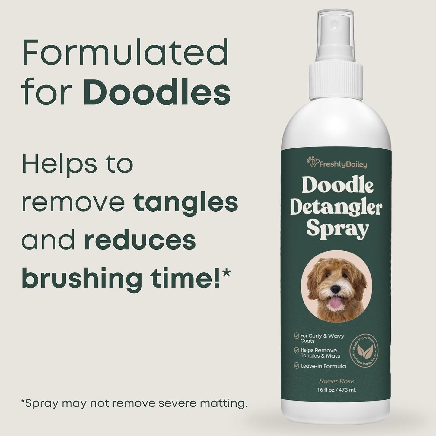 USA imported dog detangling mist for Goldendoodles and Poodles coat care