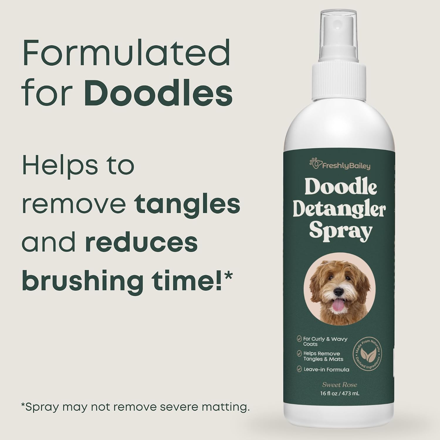USA imported dog detangling mist for Goldendoodles and Poodles coat care