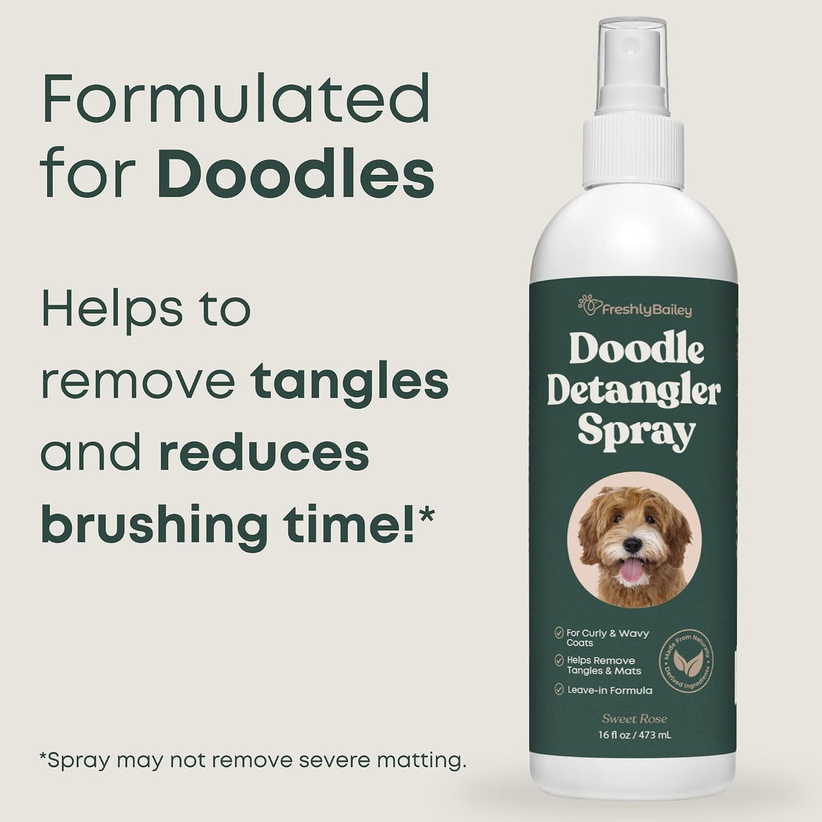 USA imported dog detangling mist for Goldendoodles and Poodles coat care