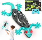 Hamino RC wall crawling gecko front view with glowing red eyes