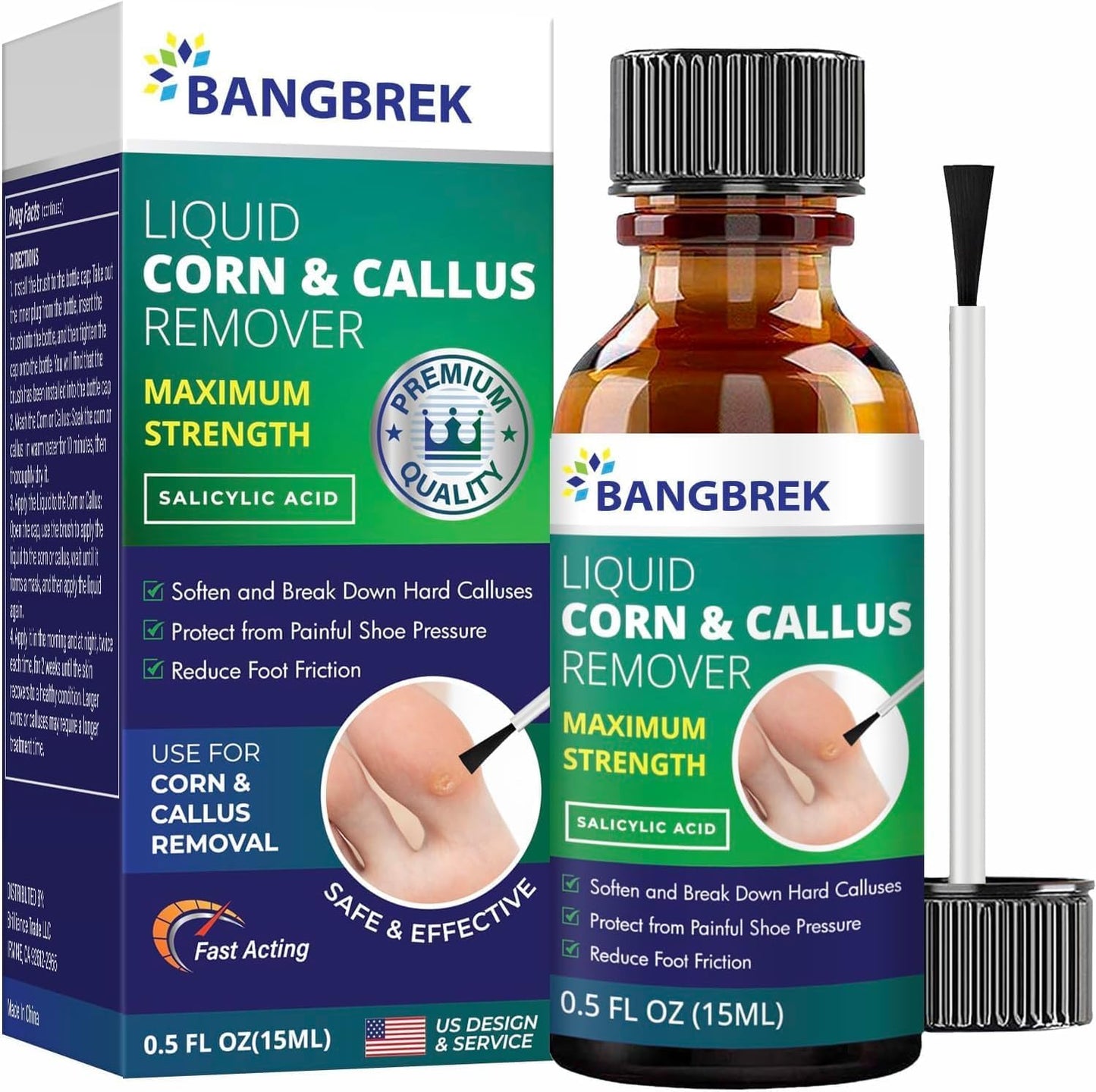 Bangbrek liquid salicylic acid corn removal for feet front view bottle packaging