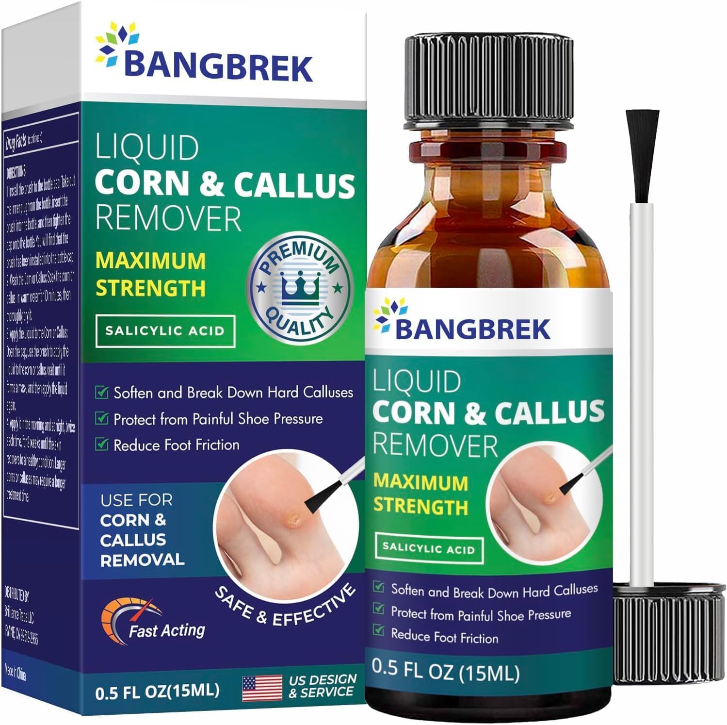Bangbrek liquid salicylic acid corn removal for feet front view bottle packaging