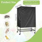Black blackout bird cage cover showing adjustable front panel fasteners