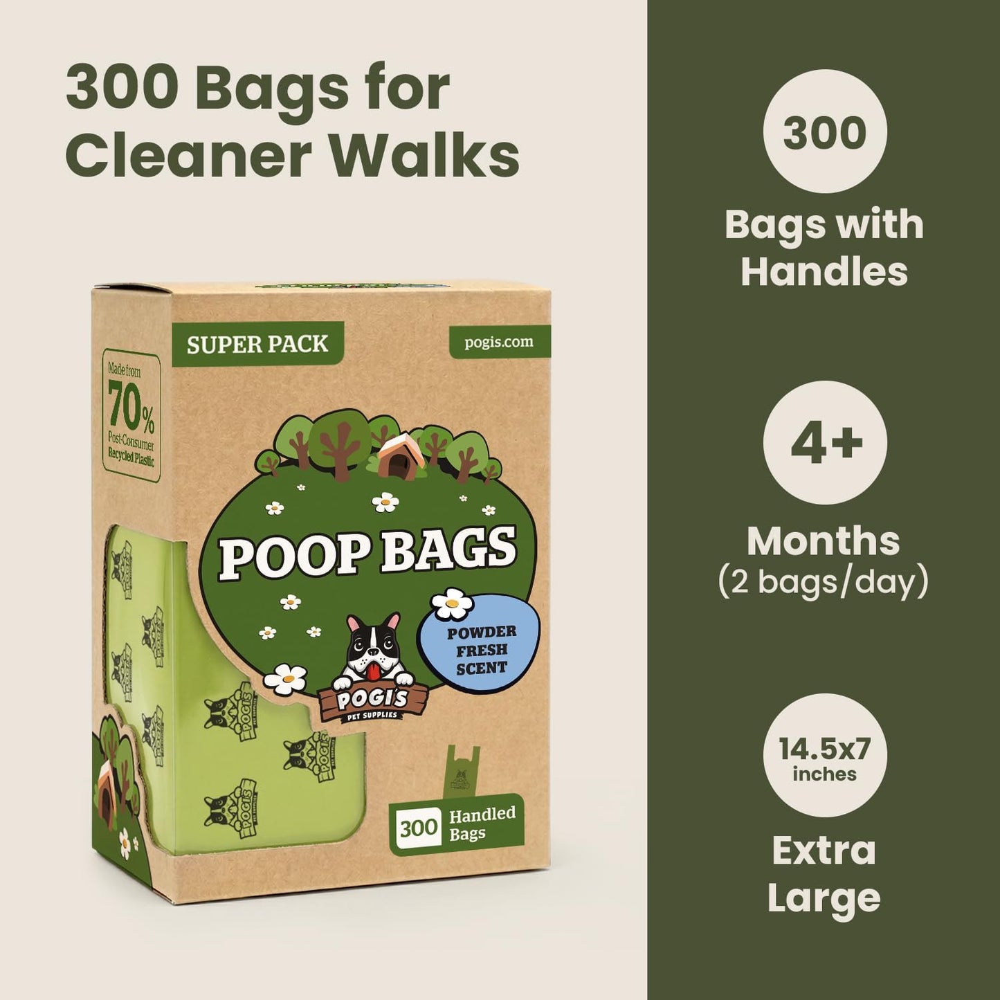 Easy tie handles pet poop bags for large dogs
