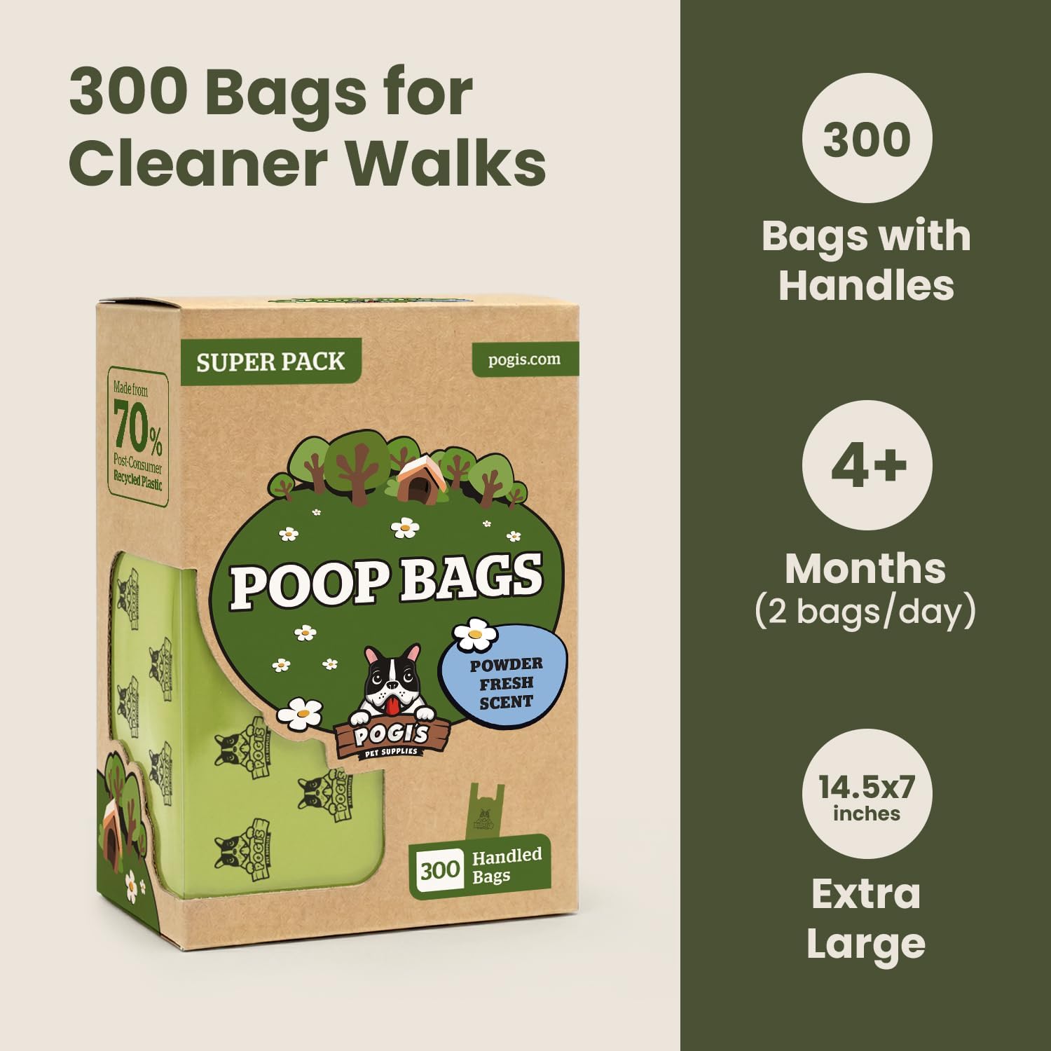 Easy tie handles pet poop bags for large dogs