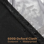 Side angle of the weather resistant dog kennel roof shield demonstrating full coverage protection against sun and rain