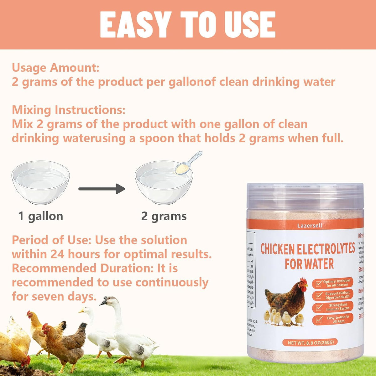 Inqigi poultry probiotic supplement side angle view