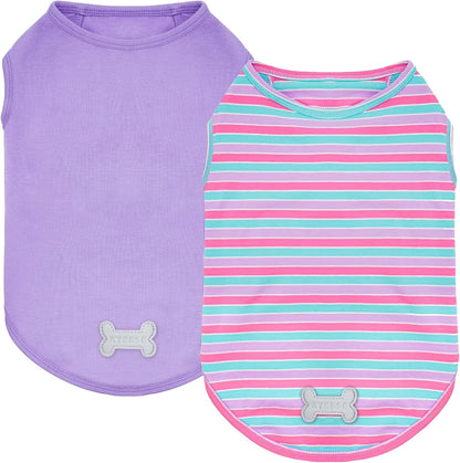 KYEESE 2Pack Dog Shirt, Soft Striped Dogs T Shirts, Lightweight Doggie Tank Top Cat Clothes, Sleeveless Dog Shirt for Small Dogs, Stretchy Pet Vest, Dark Blue, Medium - Image 14