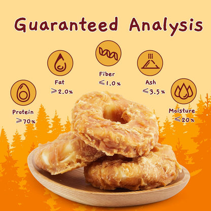 Premium long lasting dog chew showing the thick digestible rawhide ring structure