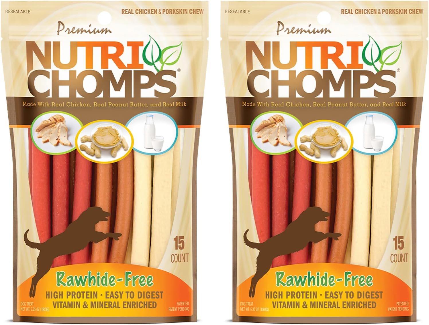 Nutri Chomps Dog Chews, 5-inch Twists, Easy to Digest, Rawhide-Free Dog Treats, 15 Count, Real Chicken, Peanut Butter and Milk flavors - Image 11