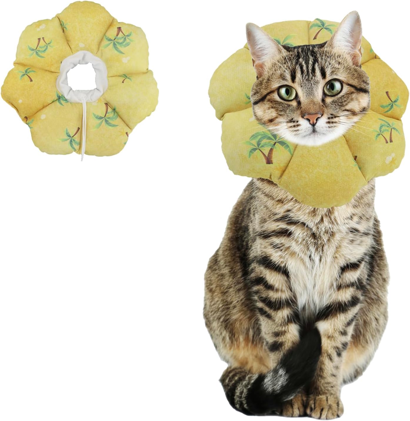 Cat Soft Cone Collar, Adjustable Cat Recovery Cones to Stop Licking Wounds, Waterproof Pet Elizabethan Recovery Collar for Cats After Surgery (Green Leaf, M) - Image 14