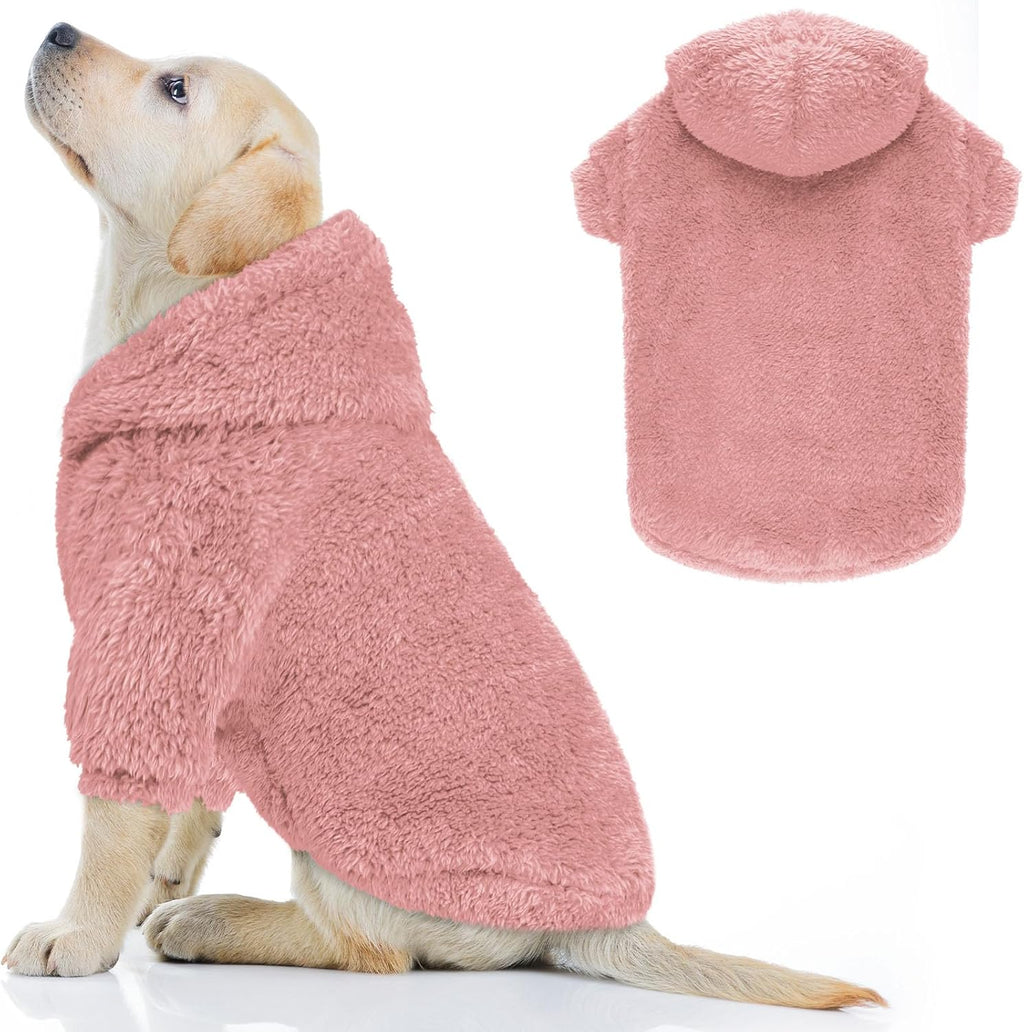 Fuzzy Dog Hoodie Dog Sweaters for Large Dogs Soft Double-Sided Plush Fleece Sweater Clothes Coats Hoodie Sherpa Hooded Sweatshirt(Grey-L) - Image 15