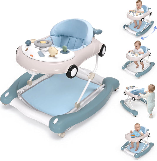 Babhamness 5-in-1 baby walker front view in Haze Blue