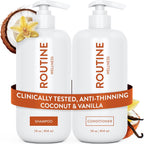 Routine Wellness anti-thinning shampoo and conditioner set front view bottles