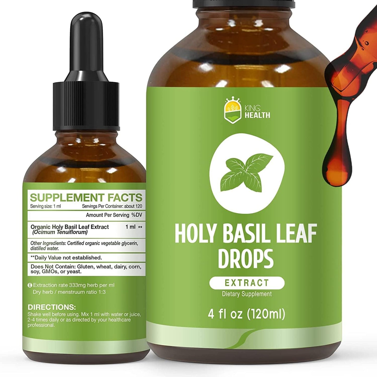 KingHealth Holy Basil Tincture front view organic supplement