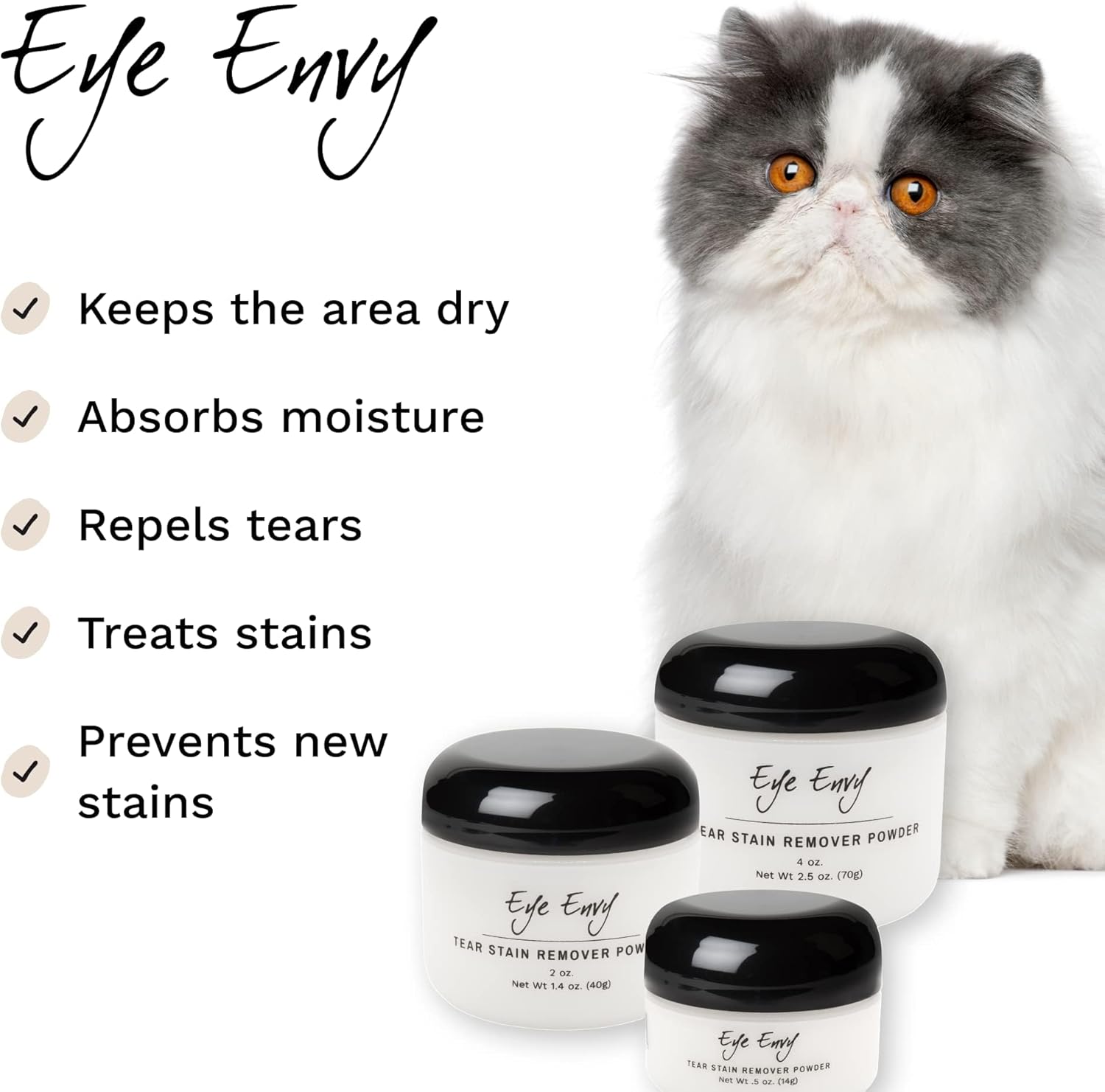 Natural topical eye powder for eliminating tear stains on white dogs and cats