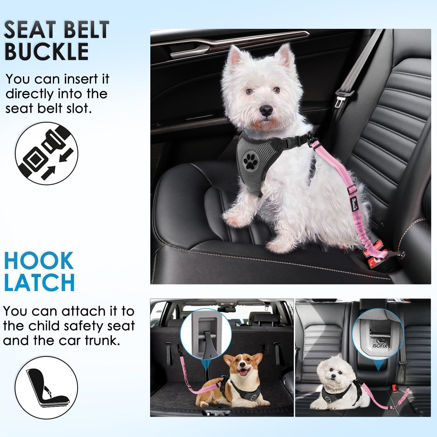 Durable metal buckle and nylon strap of Lukovee pet safety lead