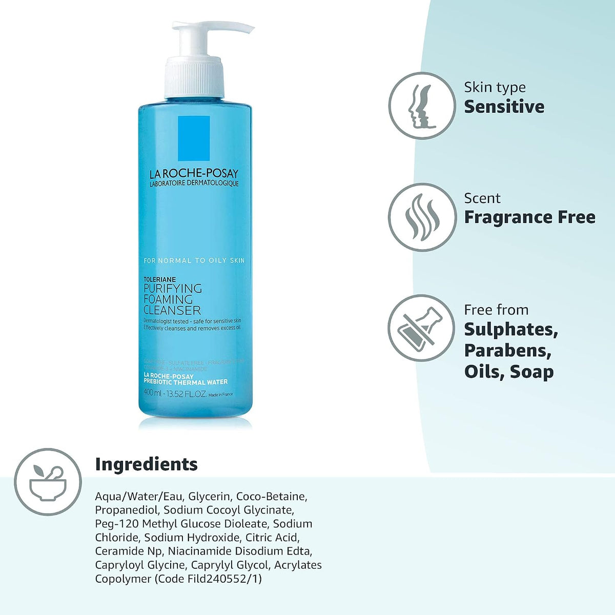La Roche-Posay Toleriane Purifying Foaming Facial Cleanser 13.52oz (2 Pack) - Image 12
