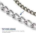 WePet Cuban link dog collar silver variant highlighting the rust resistant polished finish.