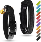 Leather Cat Collar with Bell and Safety Elastic Strap Breakaway Alternative for Small & Large Kittens, Stylish Pet Leather Collar for Boy, Girl Cats with Metal Buckle & QR ID Tag (Mint) - Image 14