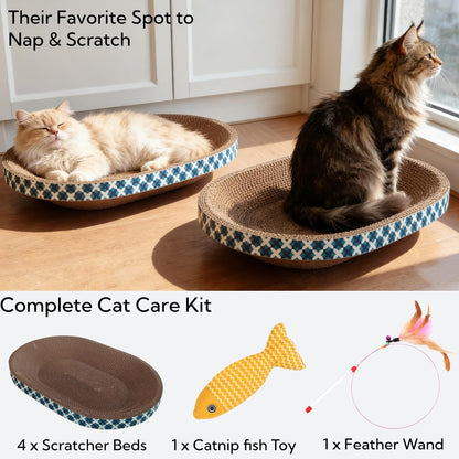 Spindro cat scratcher bowls stacked showing 4 pack quantity