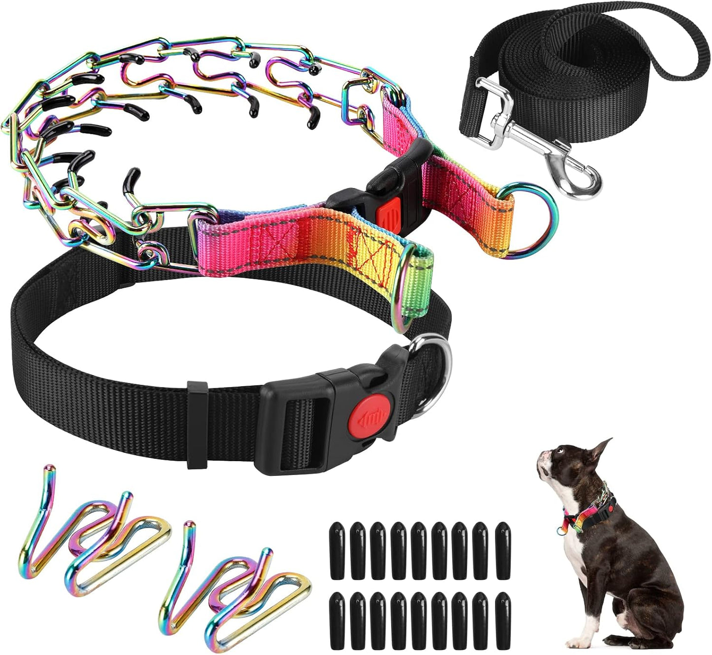Prong Training Collar with Comfort Tips and Quick Release Snap Buckle - Dog Choke Pinch Collar with Nylon Cover - Image 13