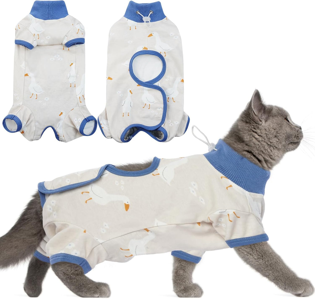 DENTRUN Cat Surgery Recovery Suit Female Male Soft Onesie, Kitten Surgical Collar Cone Alternative Shirt, Abdominal Wounds Anti-Licking Pajama for Small Pets Spay, Cat Body Suit Post Surgery - Image 9