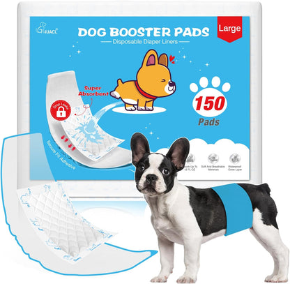 Dog Diaper Liners for Dog Diapers Male and Female 150ct Super Absorption Disposable Booster Pads for Most Reusable Pet Belly Bands, Washable Puppy Diapers Wraps - Image 7