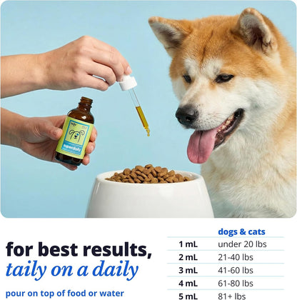 Premium Taily pet multivitamin liquid showing product directions