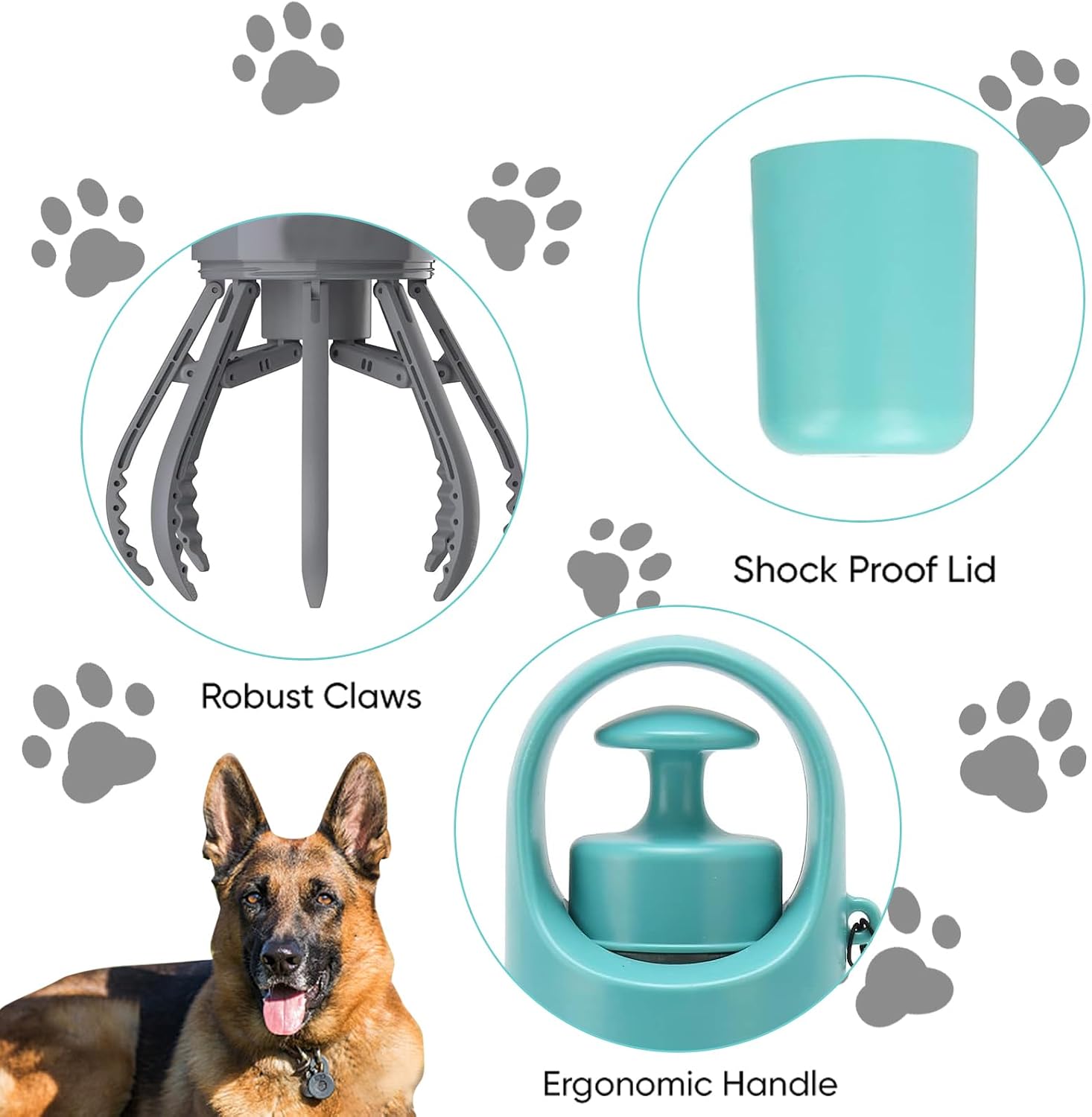 XPAPOV tube-shaped dog scooper with lanyard hanging from an outdoor backpack.