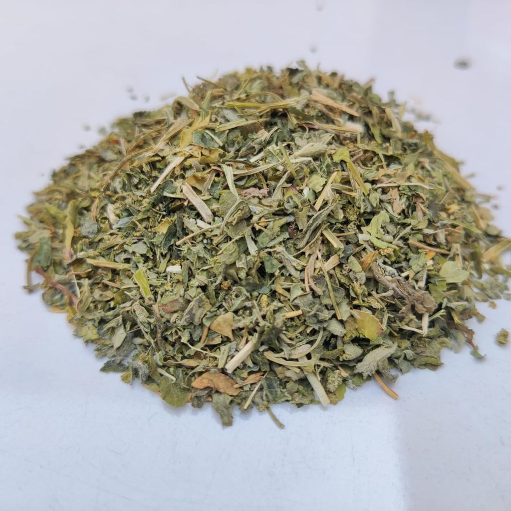 Close up of high potency dried mint fragrance leaves
