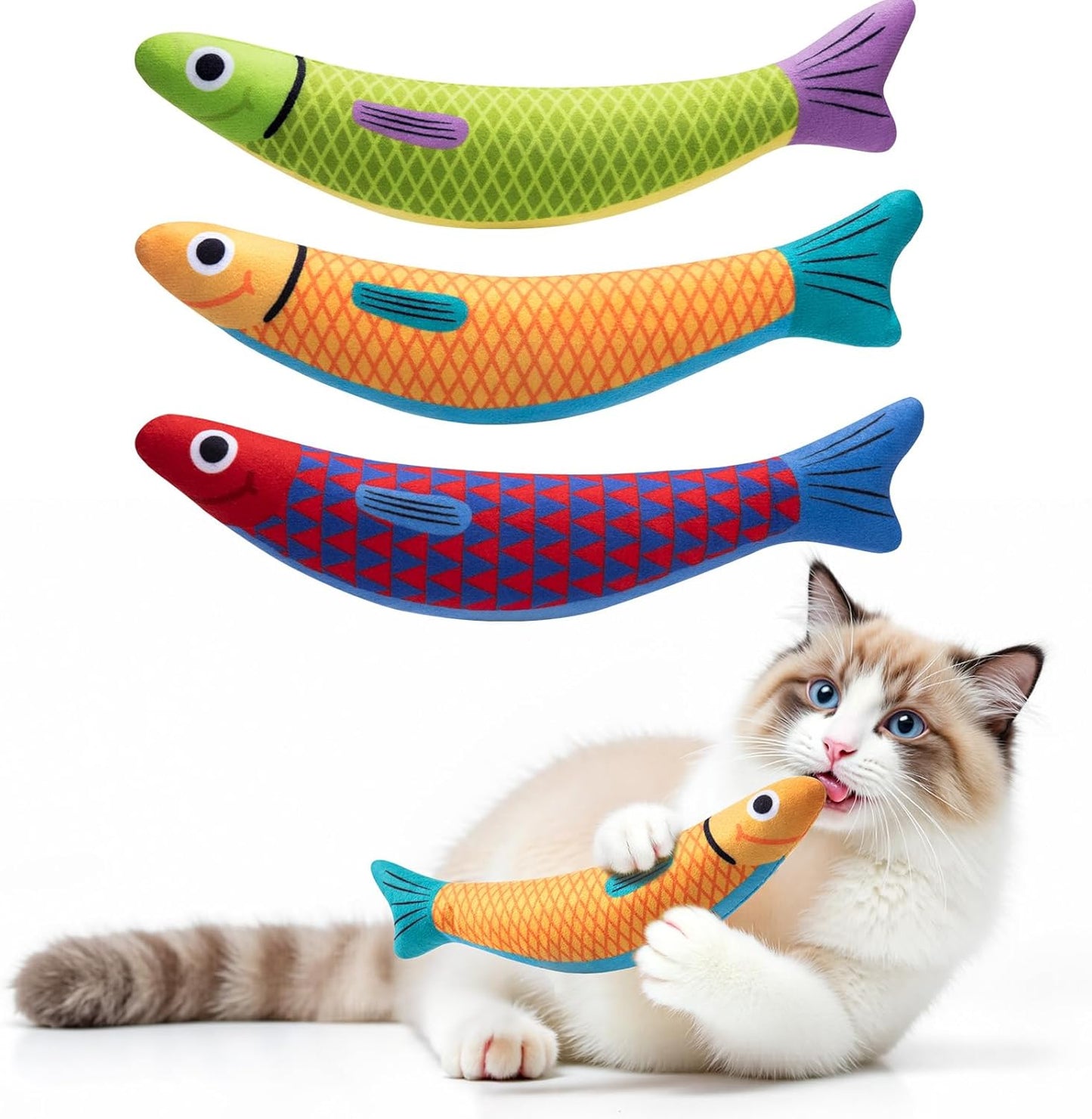 PetBusy Cat Toys with[5000mg A+Natural Catnip &Silvervine] [Baby Grade] Interactive Soft Chew Kicker Cat Toys for Indoor Cats & Kittens, [Crinkle &Bell] Fish Sound Toy, Drives Bored Cat Crazy with Fun - Image 12