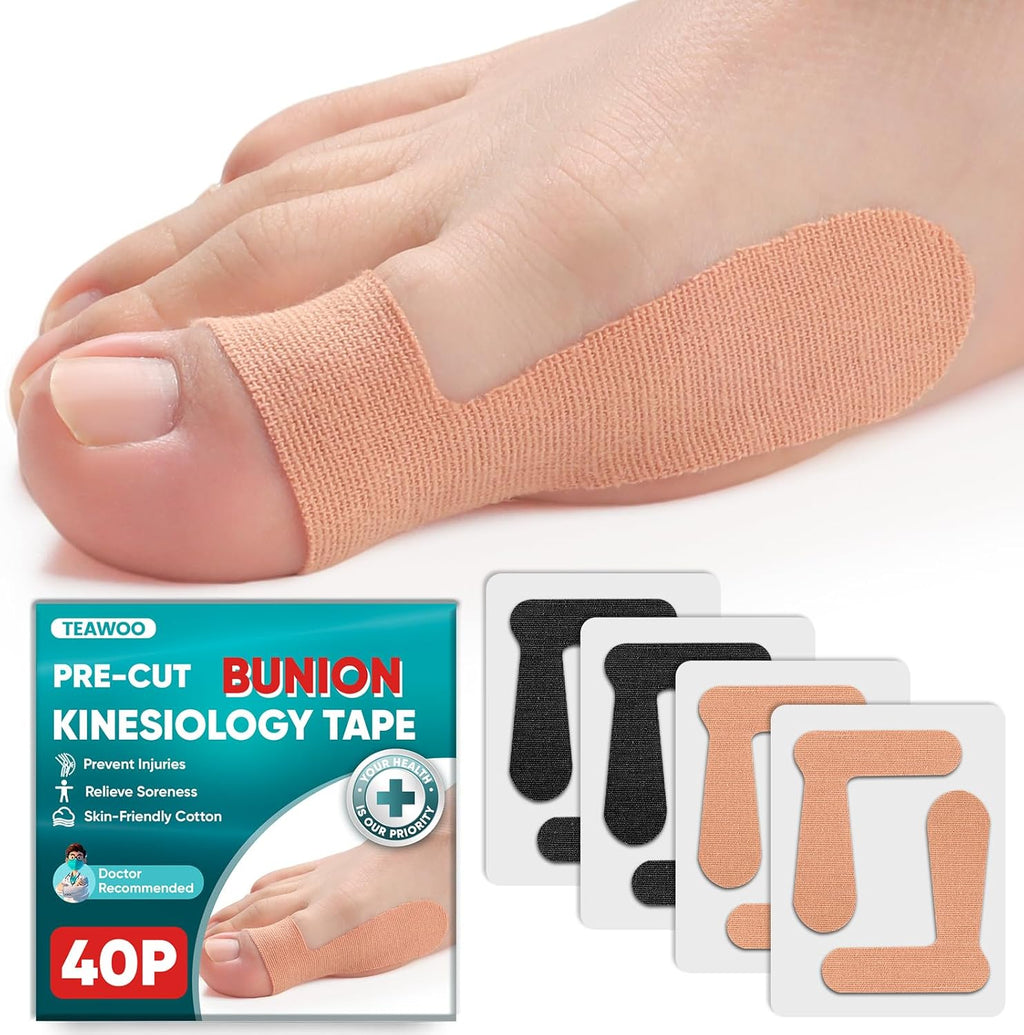 TEAWOO bunion kinesiology tape forty count packaging front view