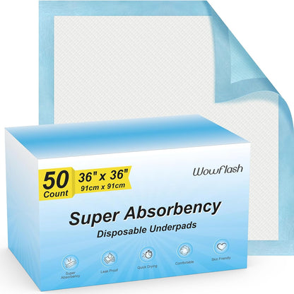 Wowflash Super Absorbency Disposable Leakproof Underpads with Quick Drying for Baby, Adults, Puppy, Dog Bed Pee Pads, Extra Large, XXL Incontinence Pads, 30" x 36", 50 Count - Image 8