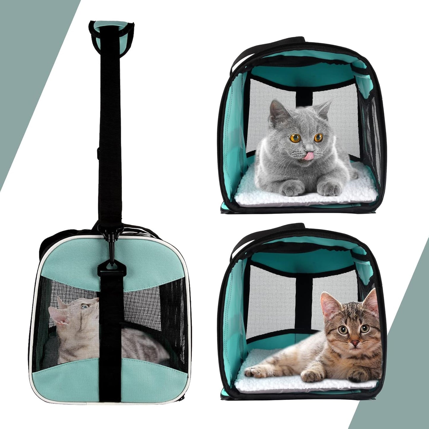 Small Animal Travel, Carrier for Hedgehog Rat Parrot Bird Guinea Pig, Lizards Carrier, Soft Sided Travel Carrier Portable Guinea Pig Up to 10 Lbs (15 * 10 * 10, Green) - Image 7