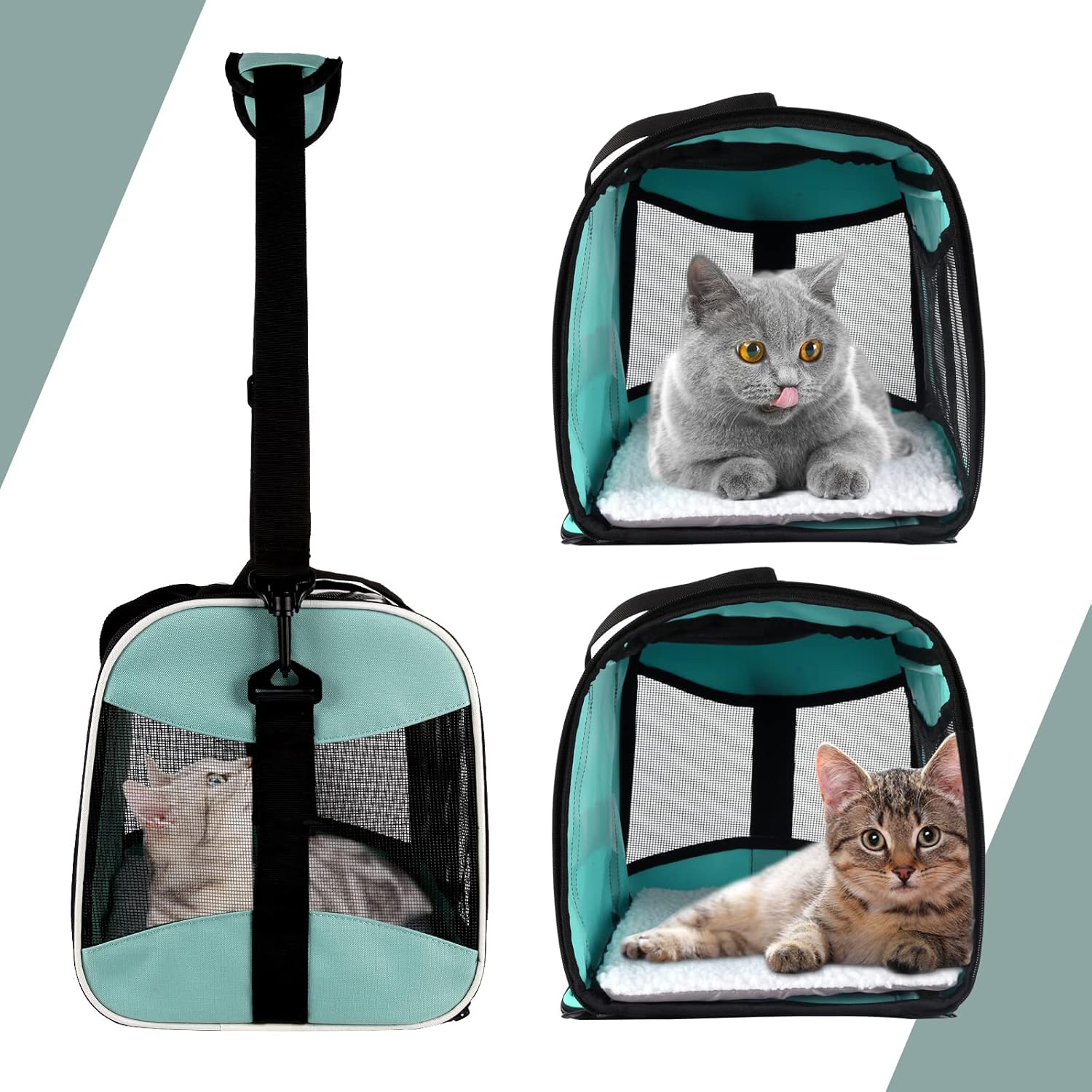 Small Animal Travel, Carrier for Hedgehog Rat Parrot Bird Guinea Pig, Lizards Carrier, Soft Sided Travel Carrier Portable Guinea Pig Up to 10 Lbs (15 * 10 * 10, Green) - Image 7