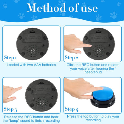 Eight different colored Jerify talking buttons for cat and dog communication training.