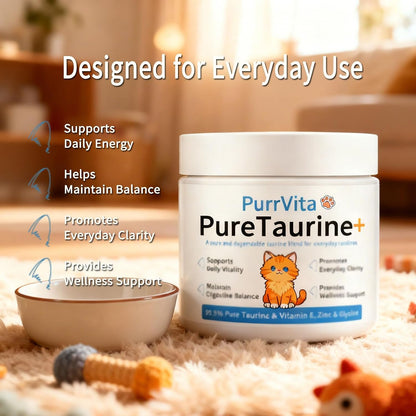 Premium USA imported taurine powder for cats daily wellness container side view