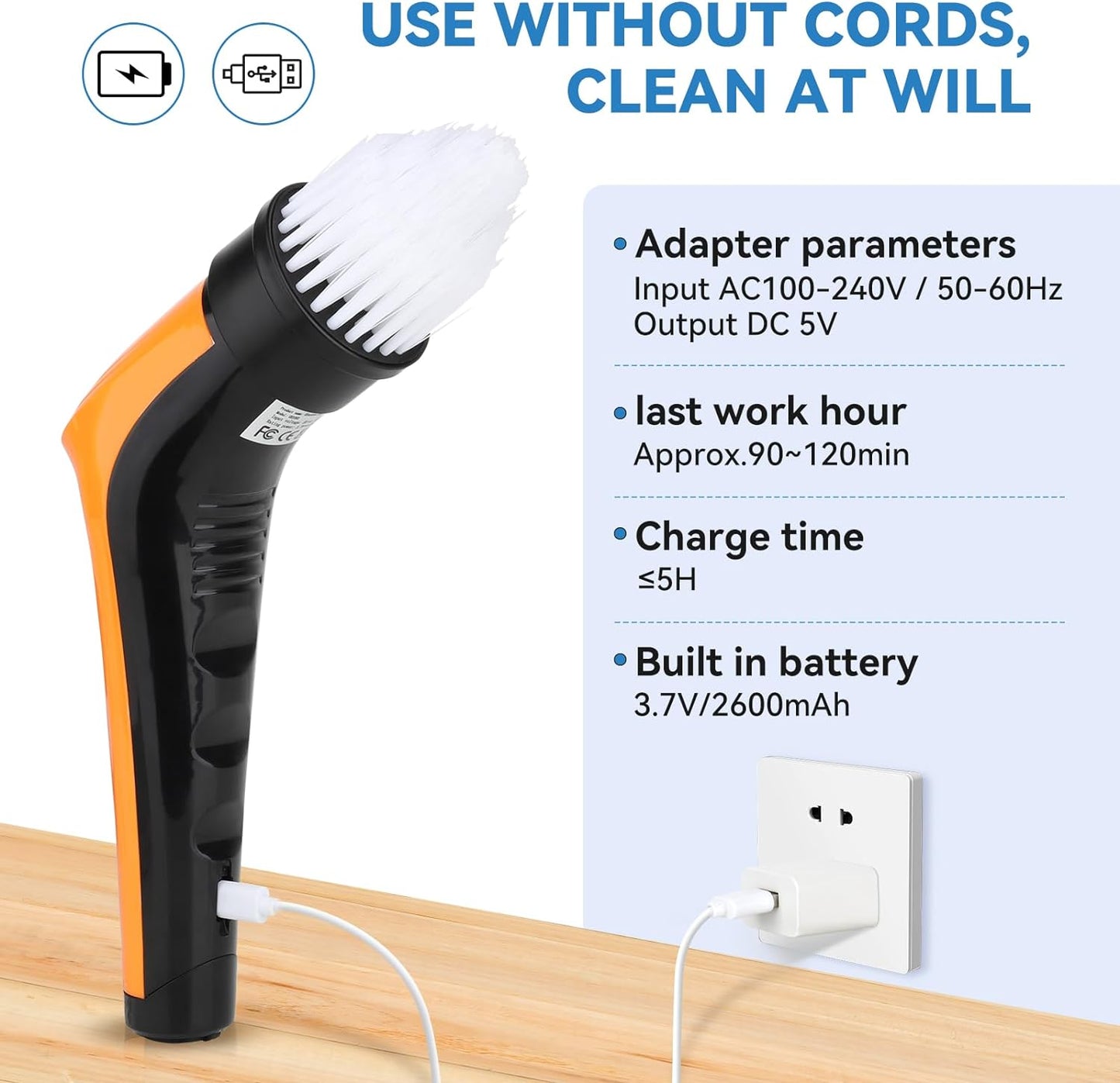 Hygger 6 in 1 aquarium cleaner kit organized with all attachments and USB charging cable.