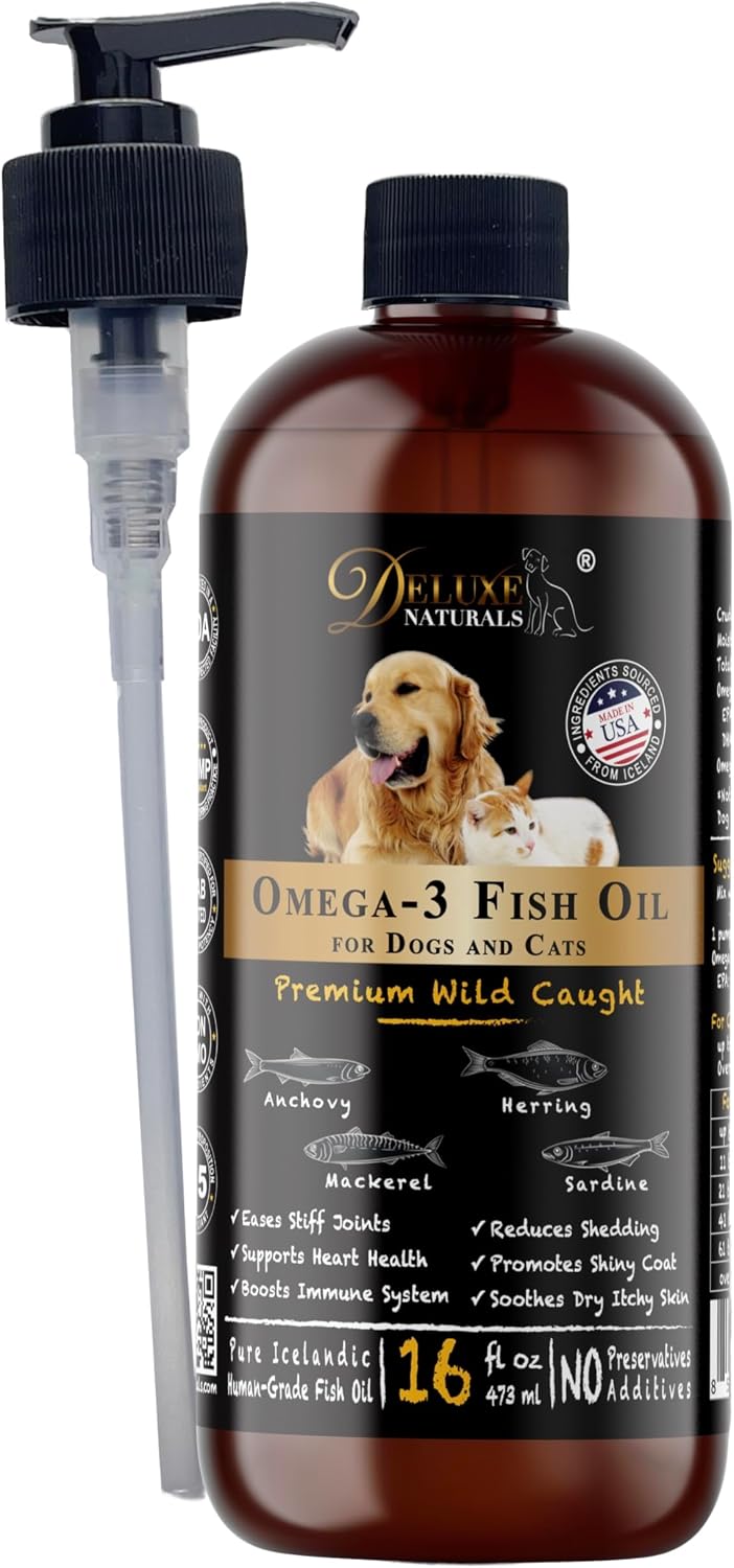 Omega-3 Fish Oil for Dogs & Cats - 2-Pack (16 fl oz Each) High-Potency Wild-Caught Fish Oil with 800 mg EPA + 525 mg DHA per Teaspoon, Supports Skin & Coat and Joint Health Supplement - Image 12