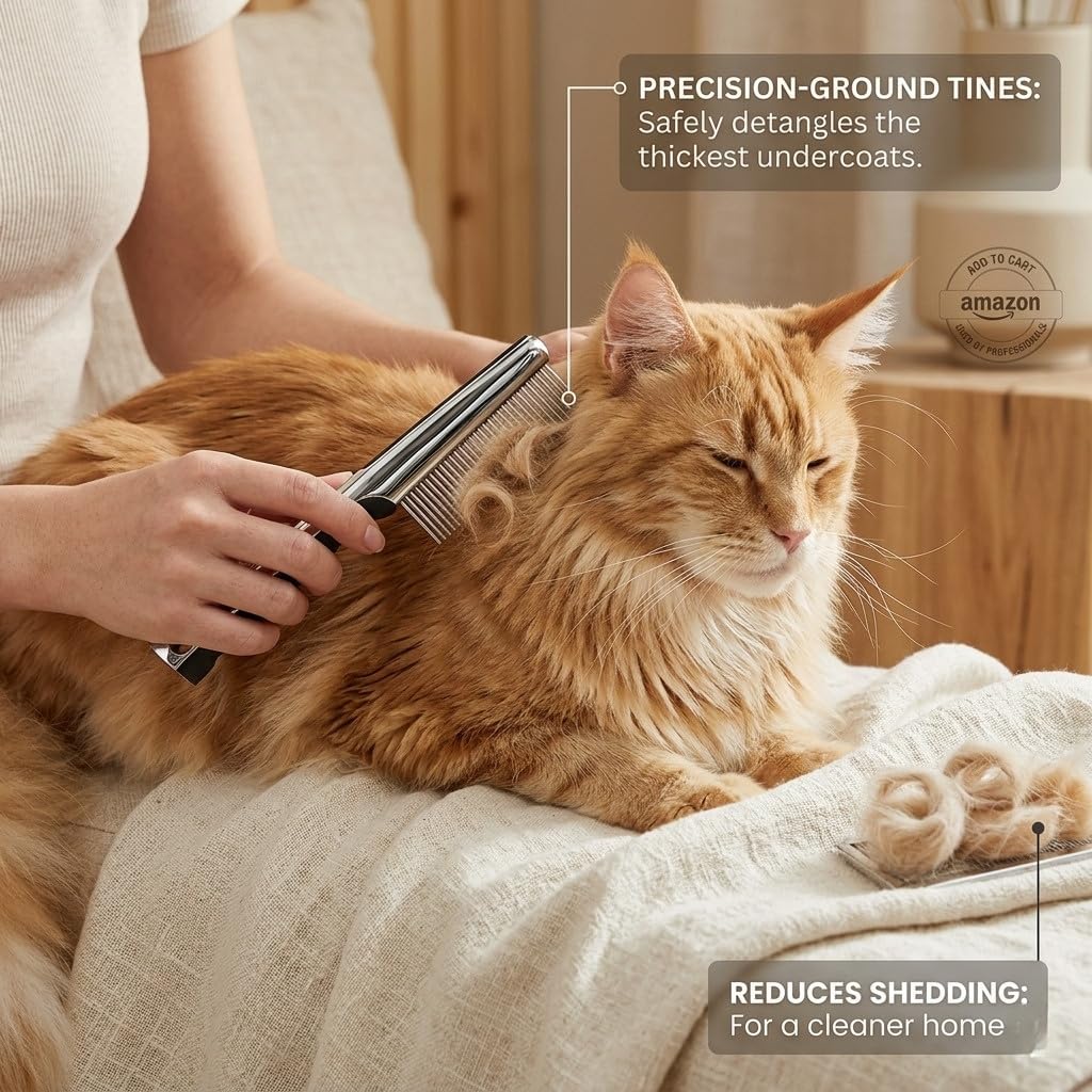 Resco grooming tool for long-haired pets side profile